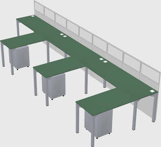 Shared l-shaped cubicle