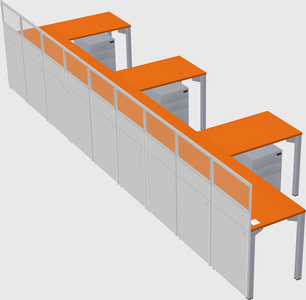 Shared l-shaped cubicle
