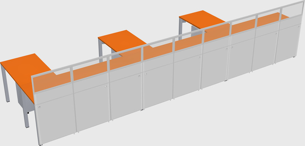 Shared l-shaped cubicle