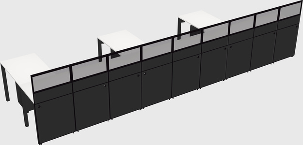 Shared l-shaped cubicle