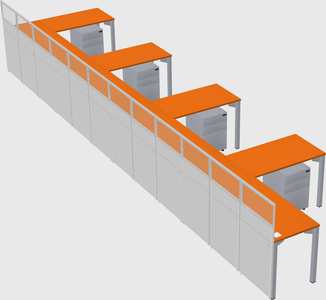Shared l-shaped cubicle