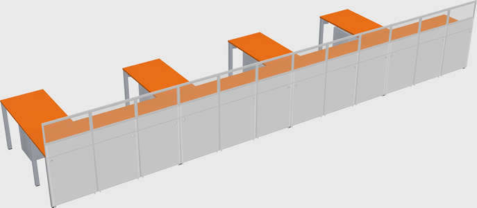 Shared l-shaped cubicle