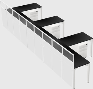 Shared l-shaped cubicle