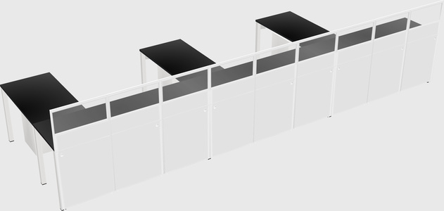 Shared l-shaped cubicle