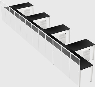 Shared l-shaped cubicle