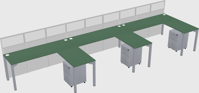 Shared l-shaped cubicle
