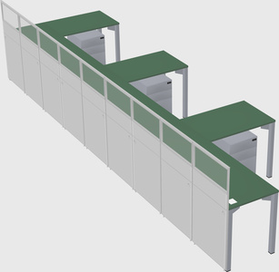 Shared l-shaped cubicle