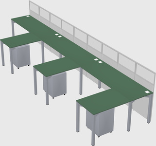 Shared l-shaped cubicle