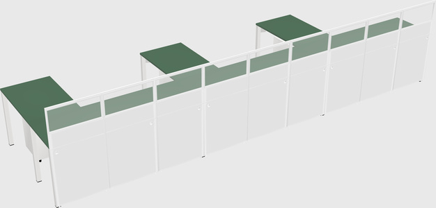 Shared l-shaped cubicle