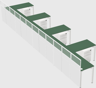 Shared l-shaped cubicle