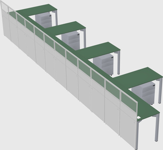Shared l-shaped cubicle