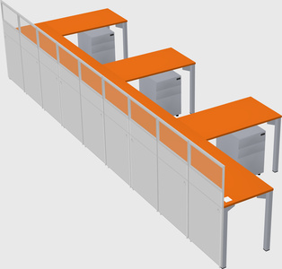 Shared l-shaped cubicle