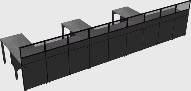 Shared l-shaped cubicle