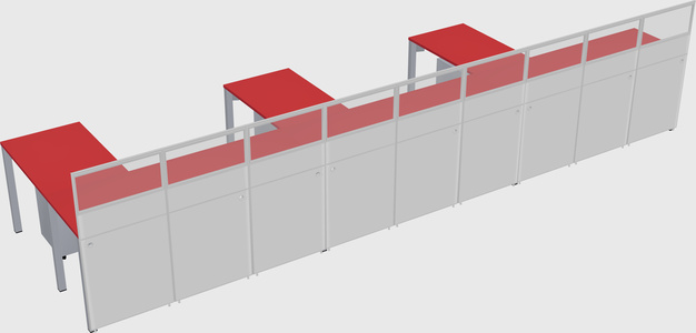 Shared l-shaped cubicle