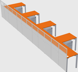 Shared l-shaped cubicle