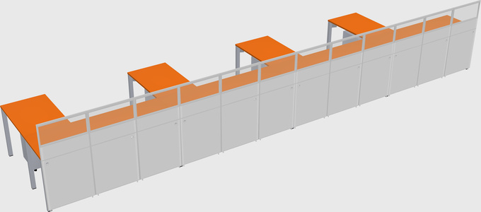 Shared l-shaped cubicle