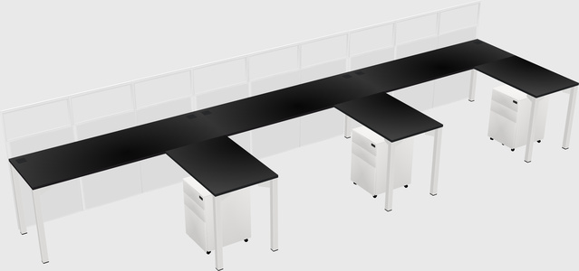 Shared l-shaped cubicle