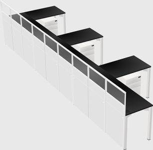 Shared l-shaped cubicle