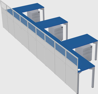 Shared l-shaped cubicle