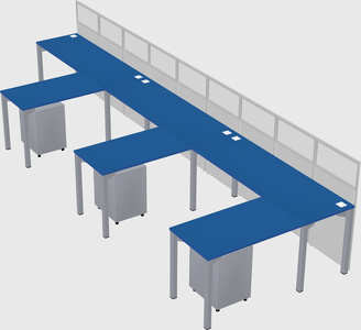 Shared l-shaped cubicle