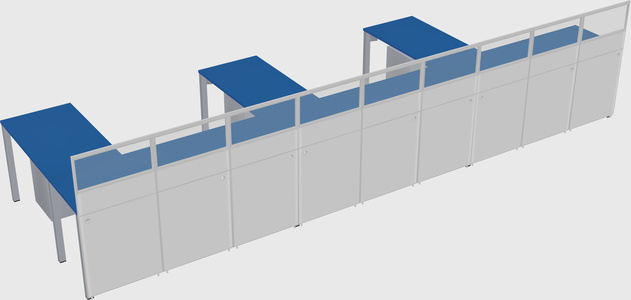 Shared l-shaped cubicle