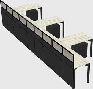 Shared l-shaped cubicle