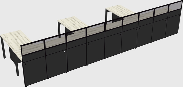Shared l-shaped cubicle