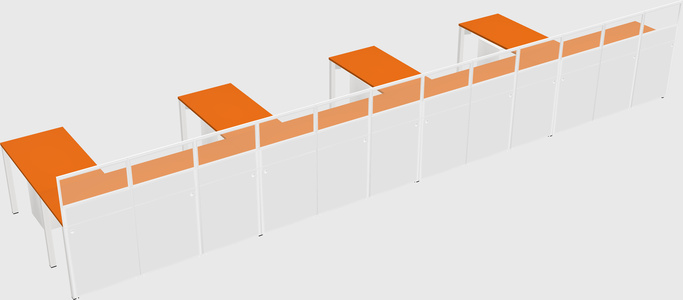 Shared l-shaped cubicle