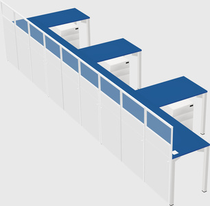 Shared l-shaped cubicle