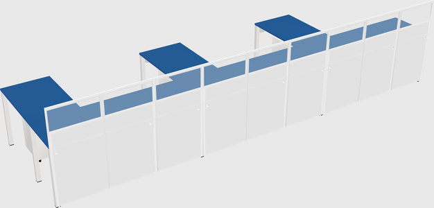 Shared l-shaped cubicle