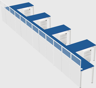Shared l-shaped cubicle