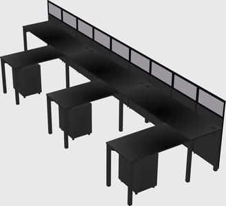 Shared l-shaped cubicle