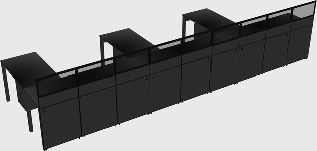 Shared l-shaped cubicle