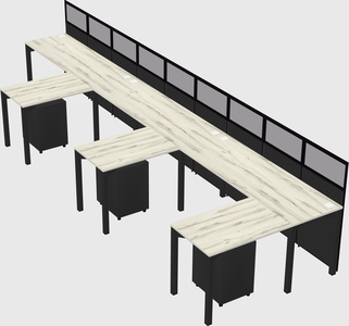 Shared l-shaped cubicle
