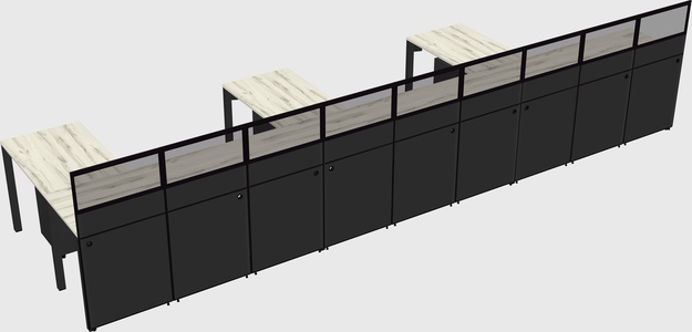 Shared l-shaped cubicle