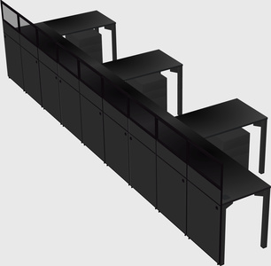 Shared l-shaped cubicle