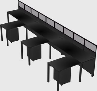Shared l-shaped cubicle