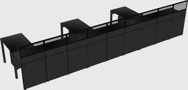 Shared l-shaped cubicle