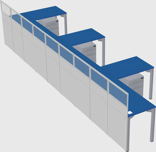Shared l-shaped cubicle