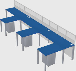 Shared l-shaped cubicle