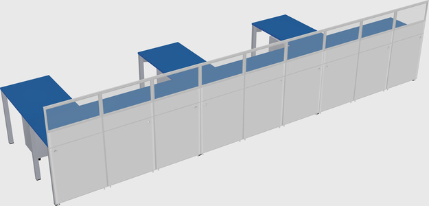 Shared l-shaped cubicle