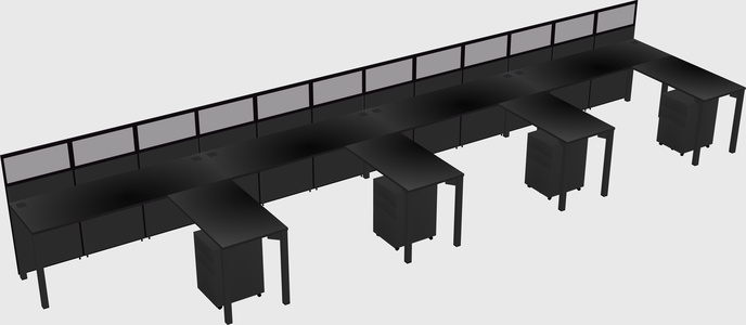 Shared l-shaped cubicle
