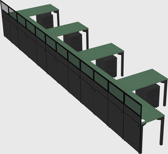 Shared l-shaped cubicle