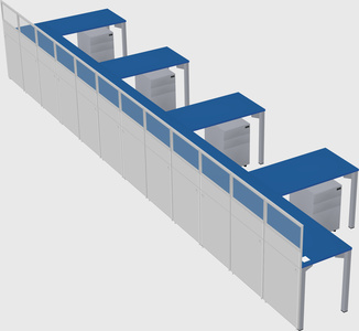 Shared l-shaped cubicle