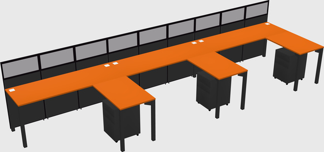 Shared l-shaped cubicle