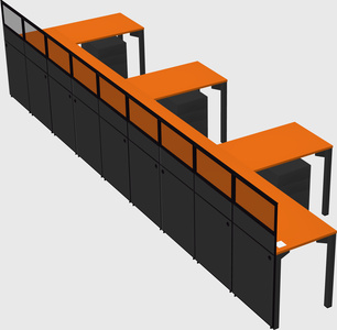 Shared l-shaped cubicle
