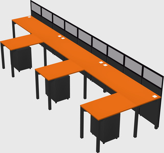Shared l-shaped cubicle