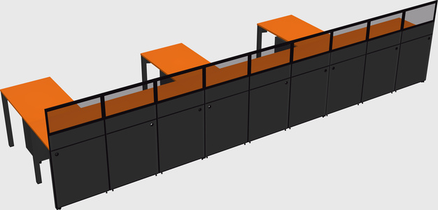 Shared l-shaped cubicle