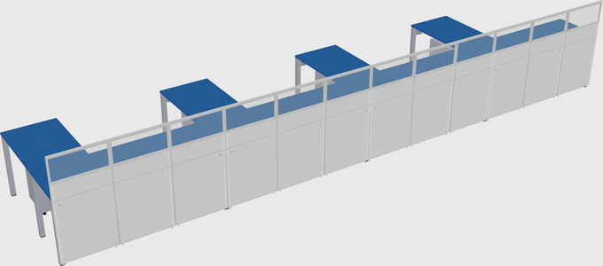 Shared l-shaped cubicle