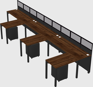 Shared l-shaped cubicle